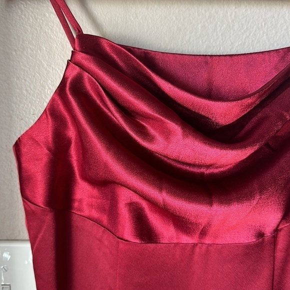 DYNASTY LONDON Burgundy Drape Neck Floor Length Dress - Picture 4 of 10